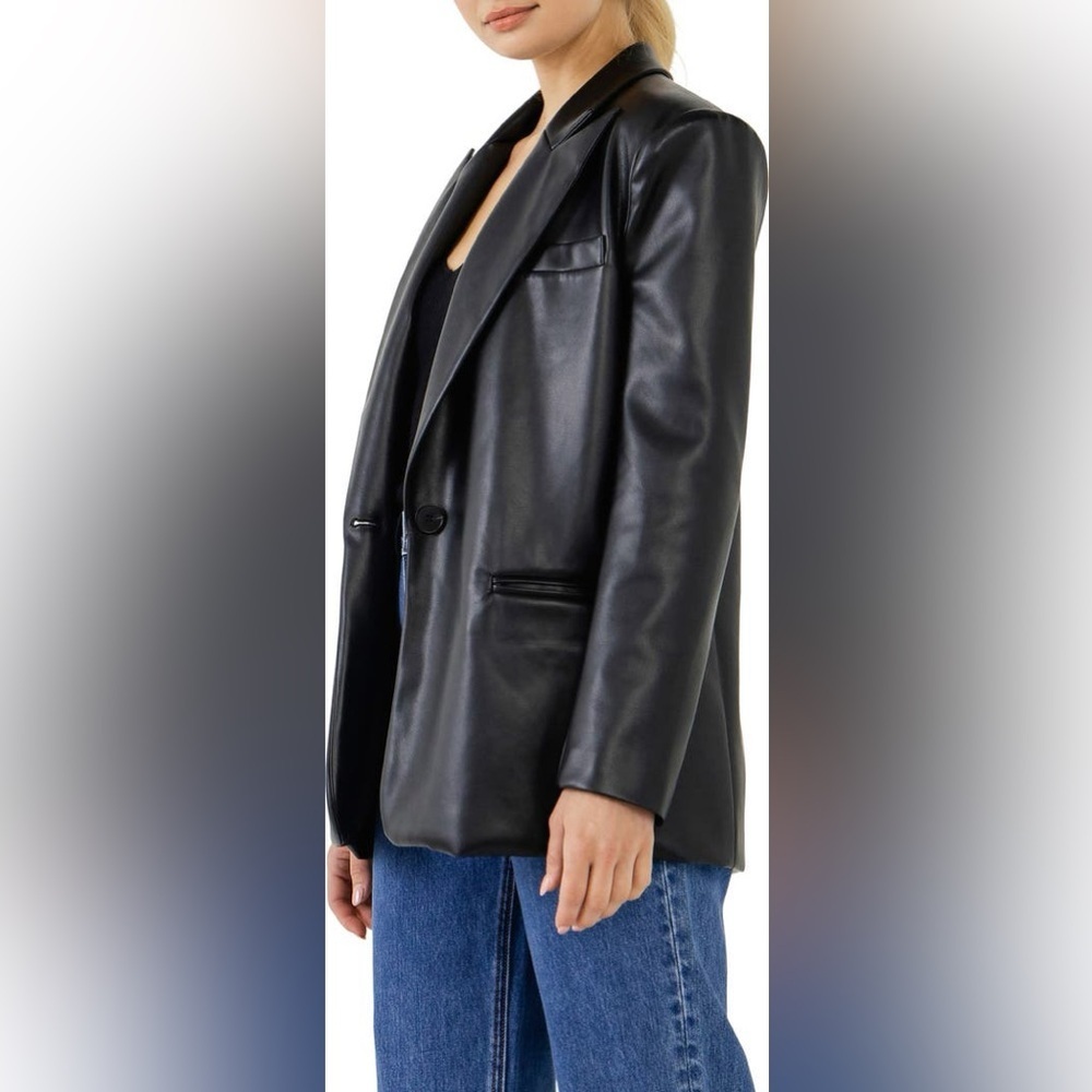 Endless Rose Faux Leather Blazer - Picture 2 of 3